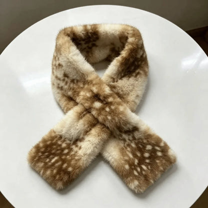 Fashion Fake Mink Fur Cross Scarf Double-sided Thick Warm Neck Warmer Solid Soft Neck Scarf Winter Accessory