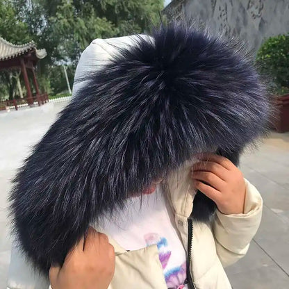 2025 Winter Raccoon Fur Collar Women Men Luxury Natural Fur Hood Trim Decors For Coat Jacket  Genuine Real Fur Shawls Scarves