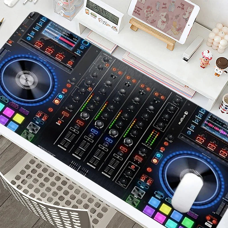 DJ Controller Mouse Pad Large Desk Accessories Desk Pad Rubber Base with Stitched Edge Mousepad Non-Slip Mousepad for Office