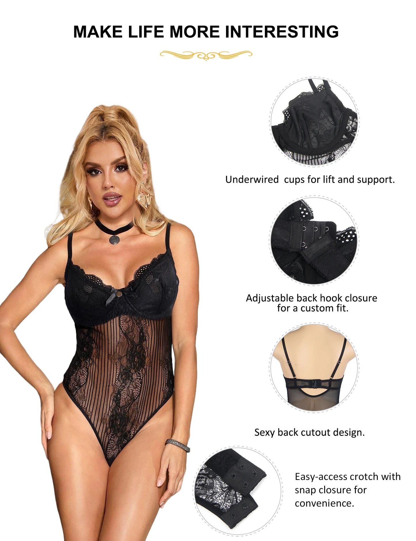 Comeondear Plus Size Crotch Open Bodysuits Red High Quality Lace Splicing Teddy With Underwire Sexy Jumpsuits Overalls for Women