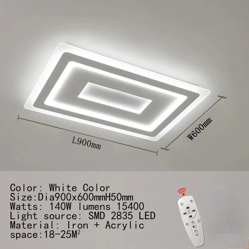 Slim LED Ceiling Light Dimmable Chandelier Ceiling Lamps Sleek White Lamp for Living Room Bedroom, Flush Mount Lighting Lights