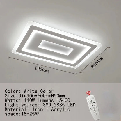 Slim LED Ceiling Light Dimmable Chandelier Ceiling Lamps Sleek White Lamp for Living Room Bedroom, Flush Mount Lighting Lights