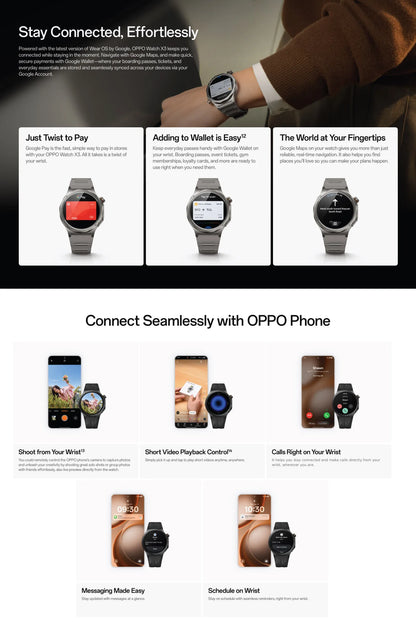 [New Arrival] Global Version Smartwatch OPPO Watch X3 Snapdragon W5 Up to 16 Days of Battery Life AMOLED Display NFC IP68