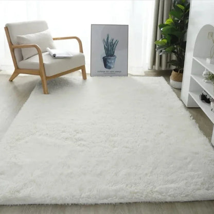 VIKAMA Black Fluffy Shaggy Rug Ultra Soft Plush Non-Slip Washable Carpet for Bedroom, Living Room, Cozy Home Decor