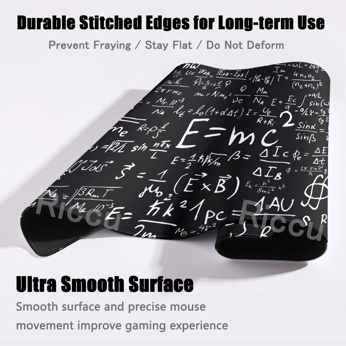 Black Mousepad E=mc2 Formula Science Mouse Pad Math Desk Pad Extended PC Keyboard Mats Large XXL Gamer Mousepad Desk accessories