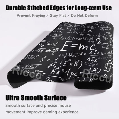 Black Mousepad E=mc2 Formula Science Mouse Pad Math Desk Pad Extended PC Keyboard Mats Large XXL Gamer Mousepad Desk accessories