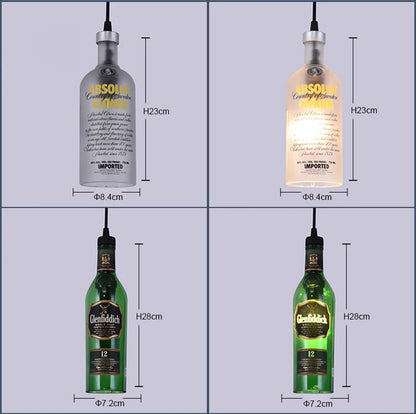 Retro Industrial Loft Wine Bottle Pendant Lights Restaurant Cafe Bar Glass Hanging Lamp Clothing Store Lustre Indoor Lighting