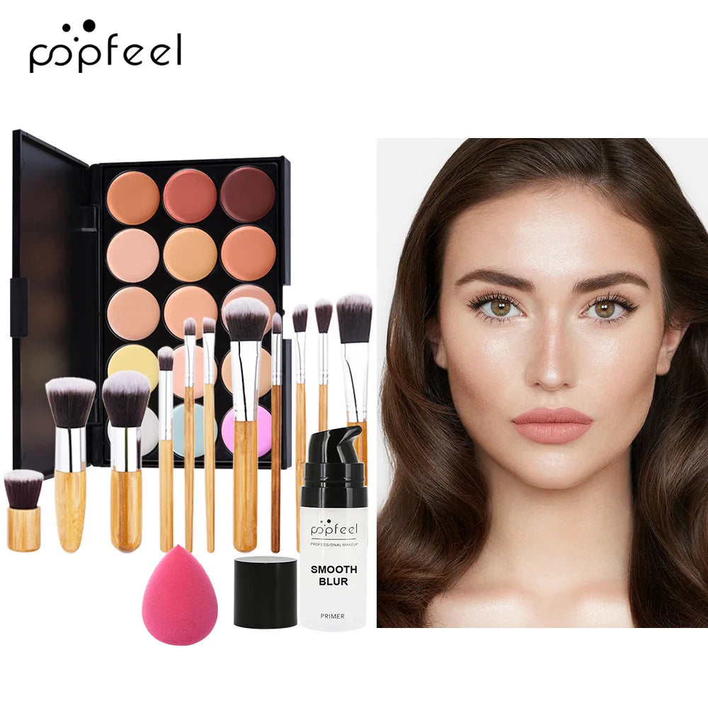 Essential Eye Makeup Set for Beginners Matte&Shimmer Eyeshadow Palette, Mascara, Eyebrow Pencil, Lip Eyeliner,Brush Tool Set Box