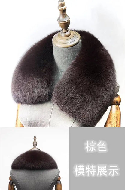 Natural Fox Fur Collar Removable Real Fur Square Collar for Coat Fashion Accessory for Women down Jacket Large Scarf Scarves