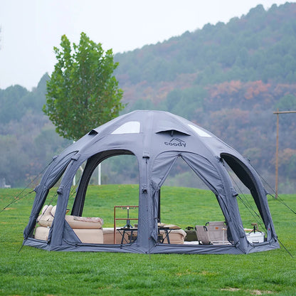 Gray Coody Dome Air Tent Stylish Spacious Inflatable Geodesic Shelter For Outdoor Family Glamping Trips