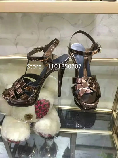 Luxury Style Women Sandals Summer Platform Women High Heels 14CM Open Toe Spike Heels Dressing Shoes Brand