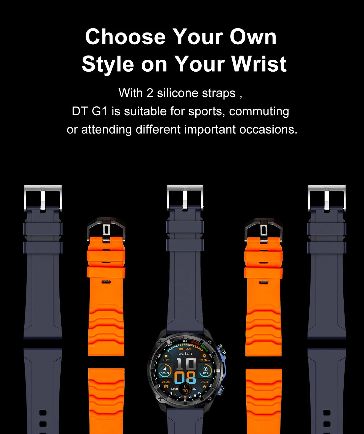 2025 New Tactical Smartwatch Built-in GPS Offline Map 4GB Memory 5ATM IP69K Swimming Waterproof Men Militray Smart Bracele