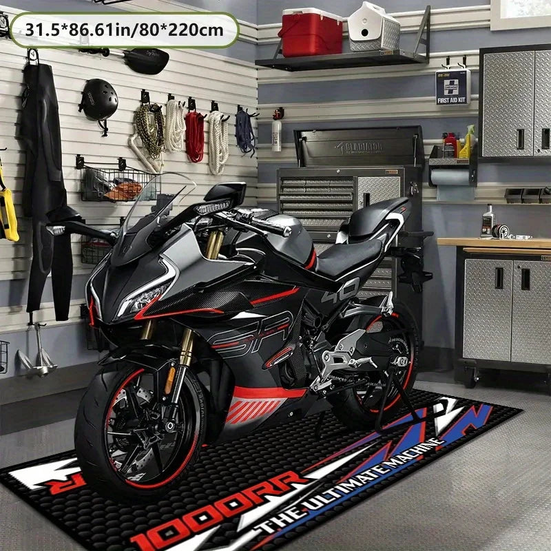 VIKAMA Motorcycle Display Mat Non-Slip Garage Parking Mat Corridor Bedroom Carpet Motorcycle Enthusiast Home Decor