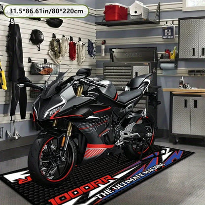 VIKAMA Motorcycle Display Mat Non-Slip Garage Parking Mat Corridor Bedroom Carpet Motorcycle Enthusiast Home Decor