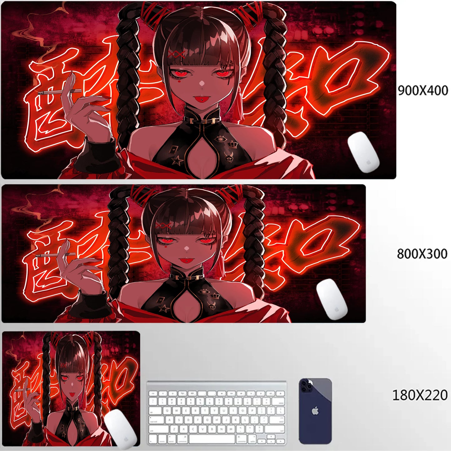 Japanese Girls Samurai Mouse Mat XL Aesthetics Mouse Pad Gaming Laptop Table Mat Office accessories Pc Cabinet Non-slip Carpet