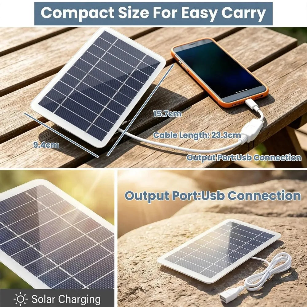 Portable USB Solar Charging Panel Stable Outdoor Charger for Mobile Phones Fans Flashlights Camping Travel and Emergency Use