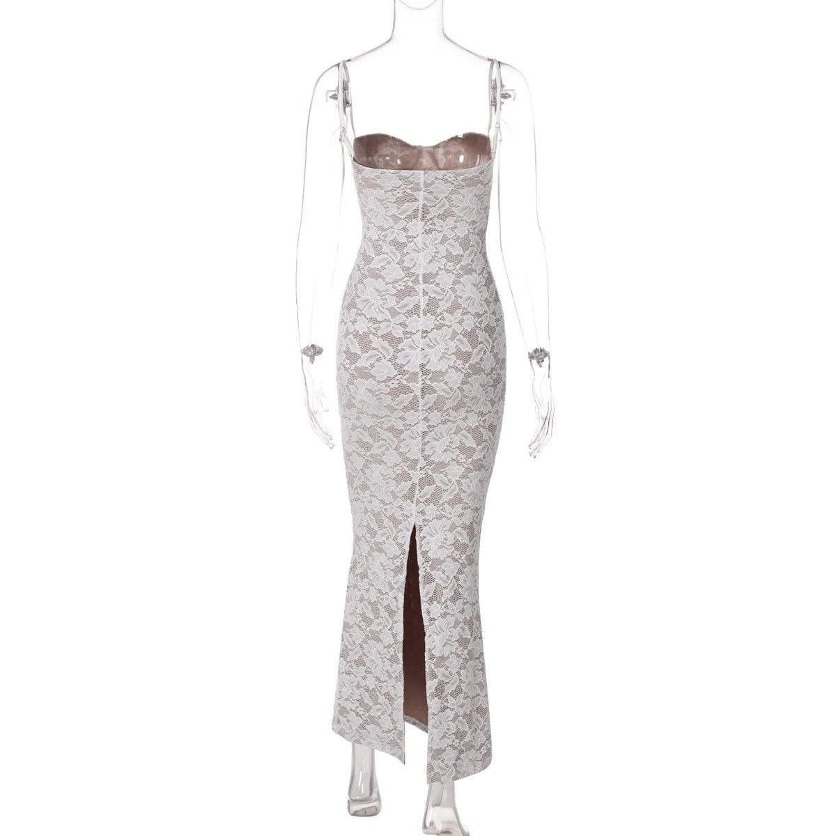 Women's Sexy Lace Splicing Strap Backless Dress Fashionable Slim Suspender Hip Covering Long Slit Female Nightclub Dresses 2026