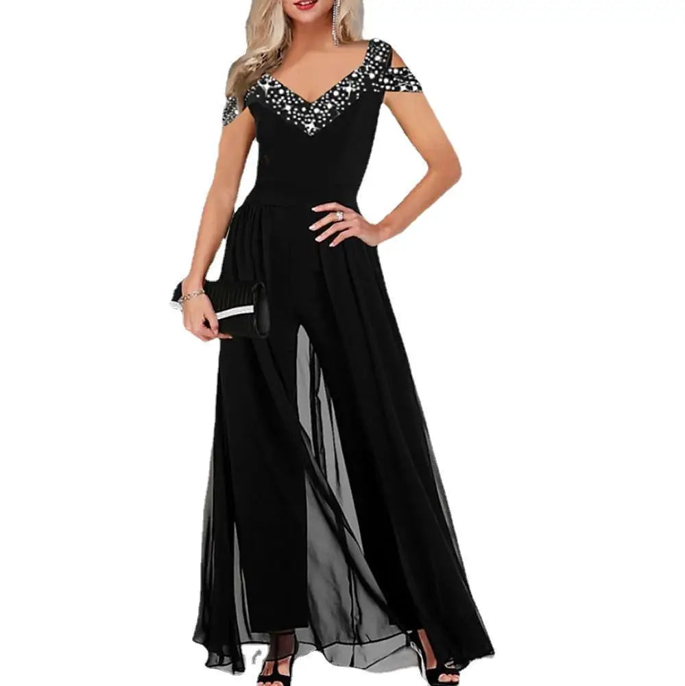 2026 Women's Elegant Sleeveless Jumpsuit Spring Summer V-neck Casual Patchwork Rompers Office Lady Jumpsuits Playsuit Outfits