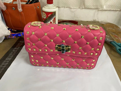 2026 New Fashion Women Sheepskin Leather Rivet Handbags Chain Bag Designer Shoulder Bags Luxury Woman Messenger Bags