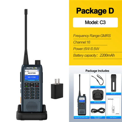 Retevis C63 UHF Walkie Talkie Portable 5W Long-lasting Battery Communication Radio LCD Screen TypeC Emergency for Hotel Security