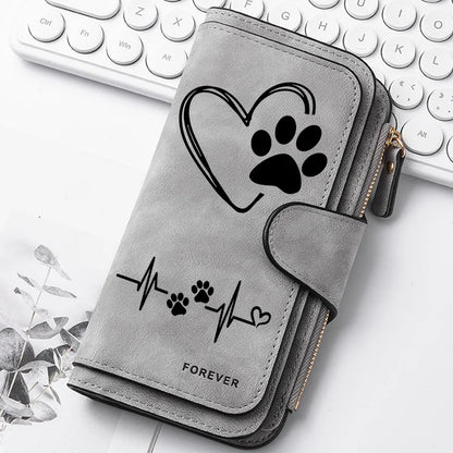 Heart-Shaped Animal Paw Butterfly Print Design Women Wallets Card Coin Wallet for Girls Purse ID Wallets Female Coin Purse Gift