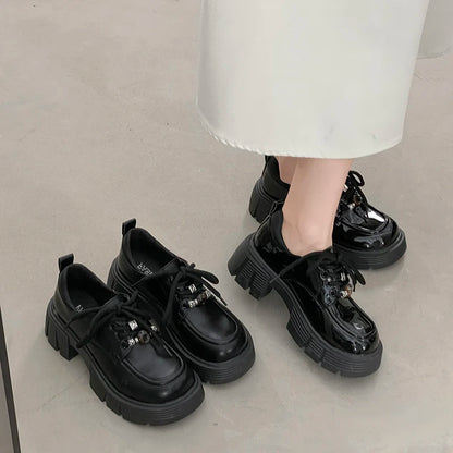 2026 Loafers Women Shoes New in Fashion Luxury Designer Thick-soled Relaxation Women Shoes Black Big Size Shoes 7657