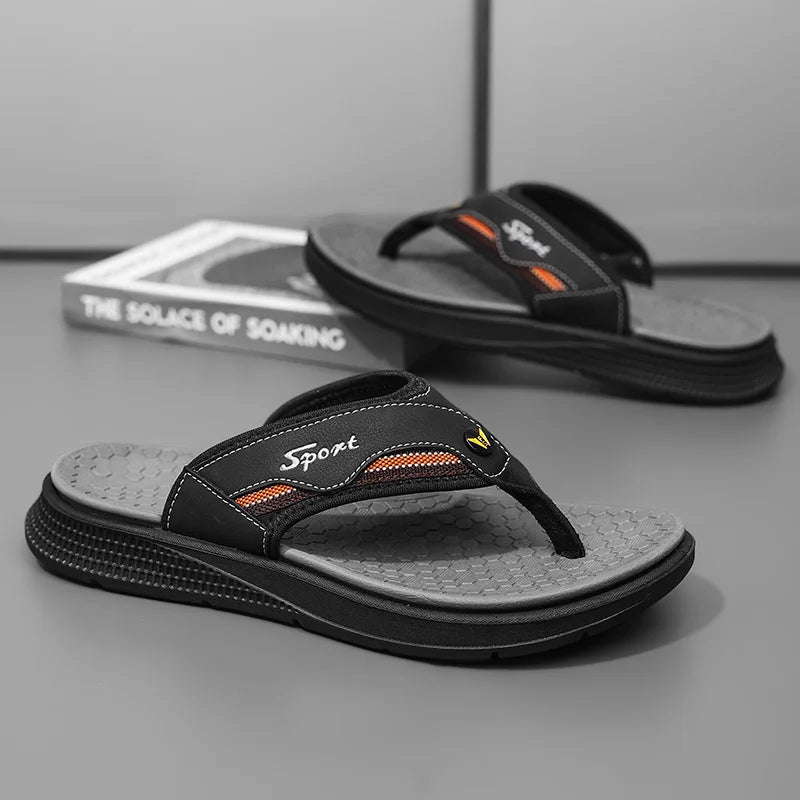 Men's One-Strap Sandals Anti-Slip Soft-Soled Male Slippers Comfortable Slides Everyday Slip-On Sandals Leisure Walk Flip-flops