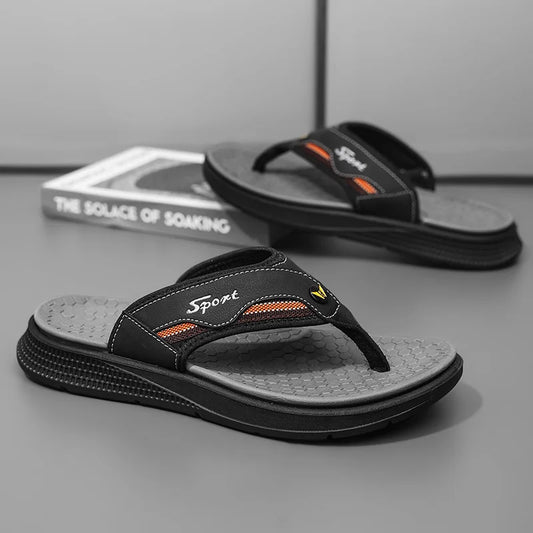 Men's One-Strap Sandals Anti-Slip Soft-Soled Male Slippers Comfortable Slides Everyday Slip-On Sandals Leisure Walk Flip-flops