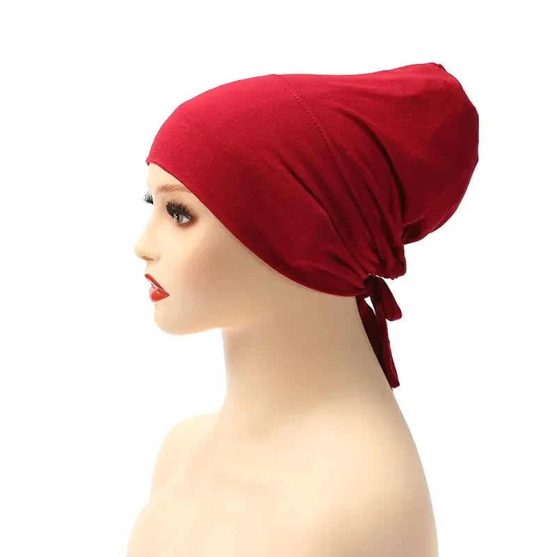 1PC Adjustable Inner Caps New Soft Solid Color Elastic Cap Modal Hijab Muslim Bonnet Underscarf Women Fashion Accessories