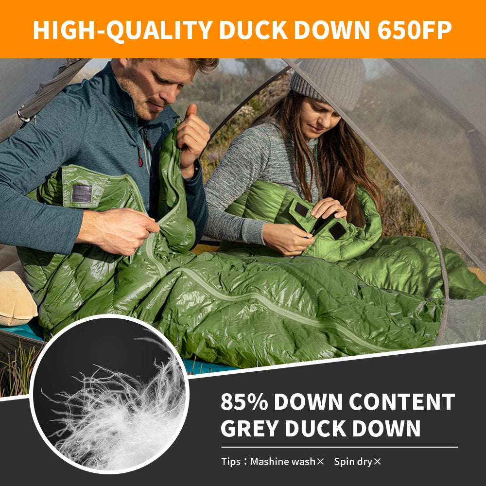 Naturehike CW295 Sleeping Bag Warm Waterproof Splicable Double Quilt 2 Person Ultralight Winter Camping Duck Down Sleeping Bags