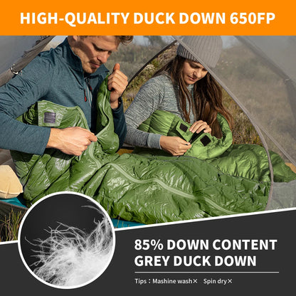 Naturehike CW295 Sleeping Bag Warm Waterproof Splicable Double Quilt 2 Person Ultralight Winter Camping Duck Down Sleeping Bags