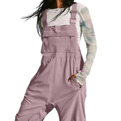 Women Jumpsuit Loose Style Overalls Boho Solid Color Square Collar Playsuits Sleeveless Rompers Summer Casual Clothes
