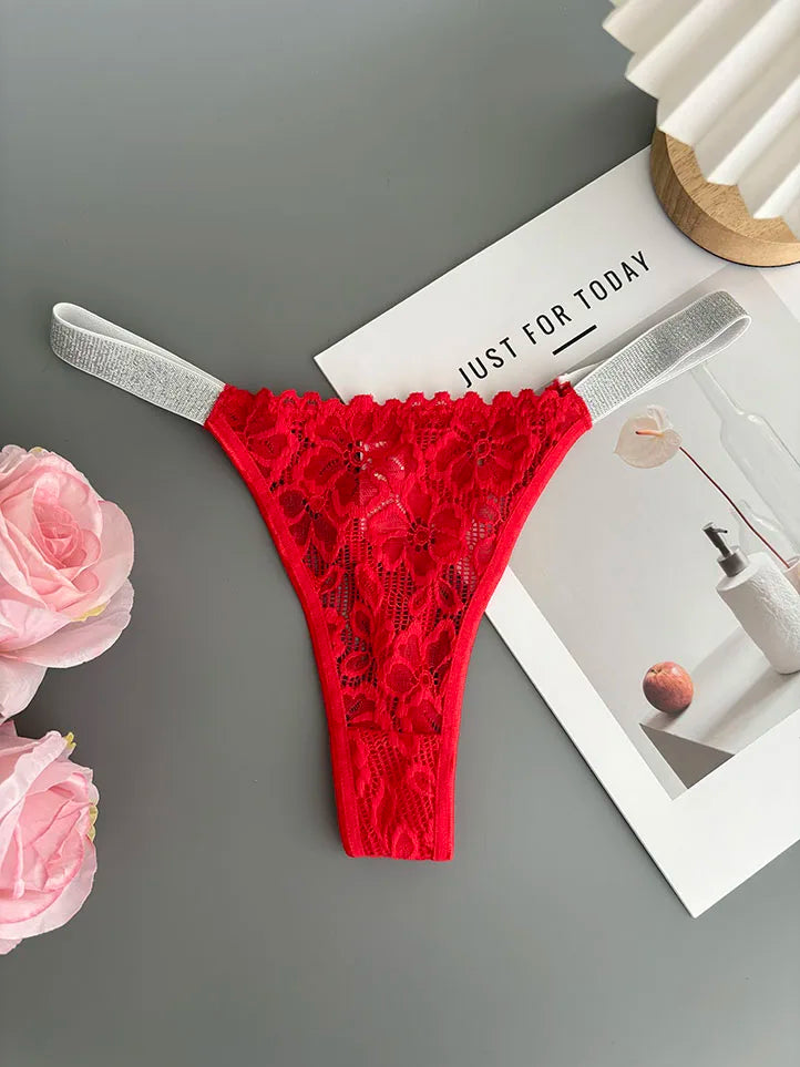 Custom Thong Letter Name G-String Sexy Lace Panties Women Flash Silver Belt Fashion Knickers Girlfriend Hot Wife Holiday Gift
