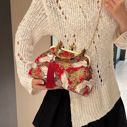 Luxury Evening Clutch Bag For Women Bride Wedding Clutch Purse Chain Shoulder Bags Small Party Handbag Rattan Handle Handle Tote