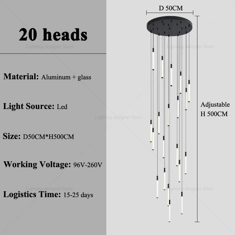 Modern Lighting Long Staircase Pendant Light Ceiling Chandelier hanging lights Stair Chandelier