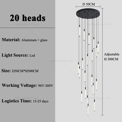 Modern Lighting Long Staircase Pendant Light Ceiling Chandelier hanging lights Stair Chandelier