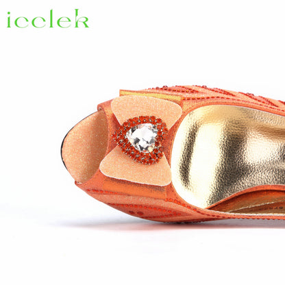 2024 New Arrival Elegant Style Fuchsia Color Low Heels Nigeria Popular Design African Ladies Shoes And Bag Set