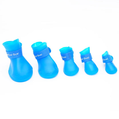 4Pcs Pet Silicone Rain Shoes Anti-Dirty Non-Slip Waterproof Dog Shoes Soft Bottom Footwear Small Dogs Cats Teddy Shoes