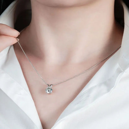 Lnngy Certified 0.5ct–5ct Moissanite Necklace Sparkling Solitaire Lab-Grown Diamond Pendant Necklaces for Women Daily Jewelry