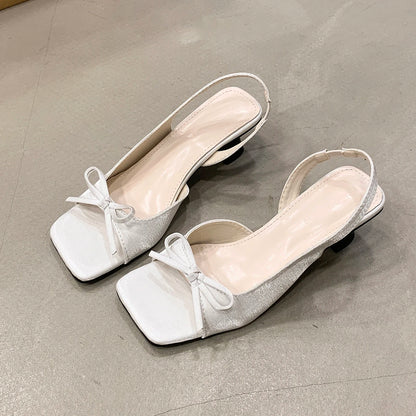 Women's Sandals Bow Elegant Fashion Shoes 2026 New Summer High Heels Slides Luxury Trend Open Toe Women Sandals Mujer Zapatos