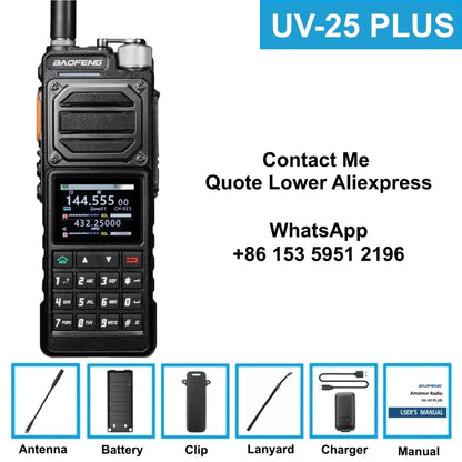 Gps 10W Baofeng Uv-25Plus Walkie Talkie Long Range 5200Mah Battery Am Vhf Uhf Ham Radio For Dm32 Uv32 Uv-25 Pro Max