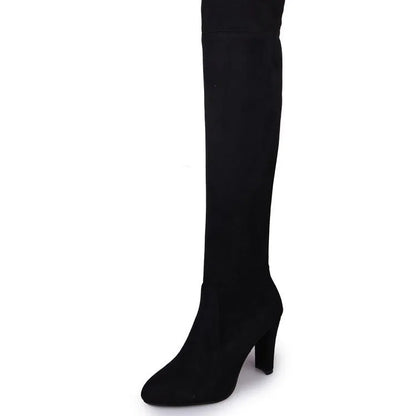 Women's Boots 2026 Autumn and Winter New European and American Style Plus Size Knee High Boots High Heels Round Toe Frosted Boot