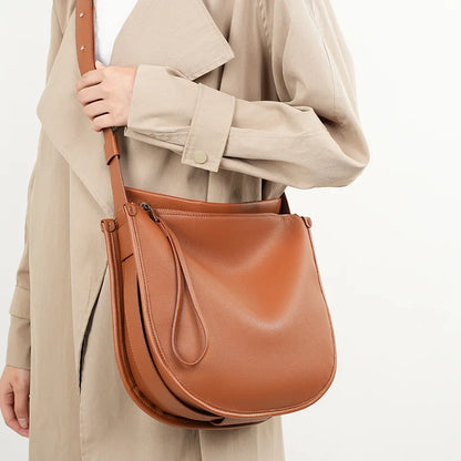 Women's Genuine Grade Cow Leather Bag Luxury Designer Ladies Shoulder Crossbody Purse Bag Female Cowhide Large Capacity Tote Bag