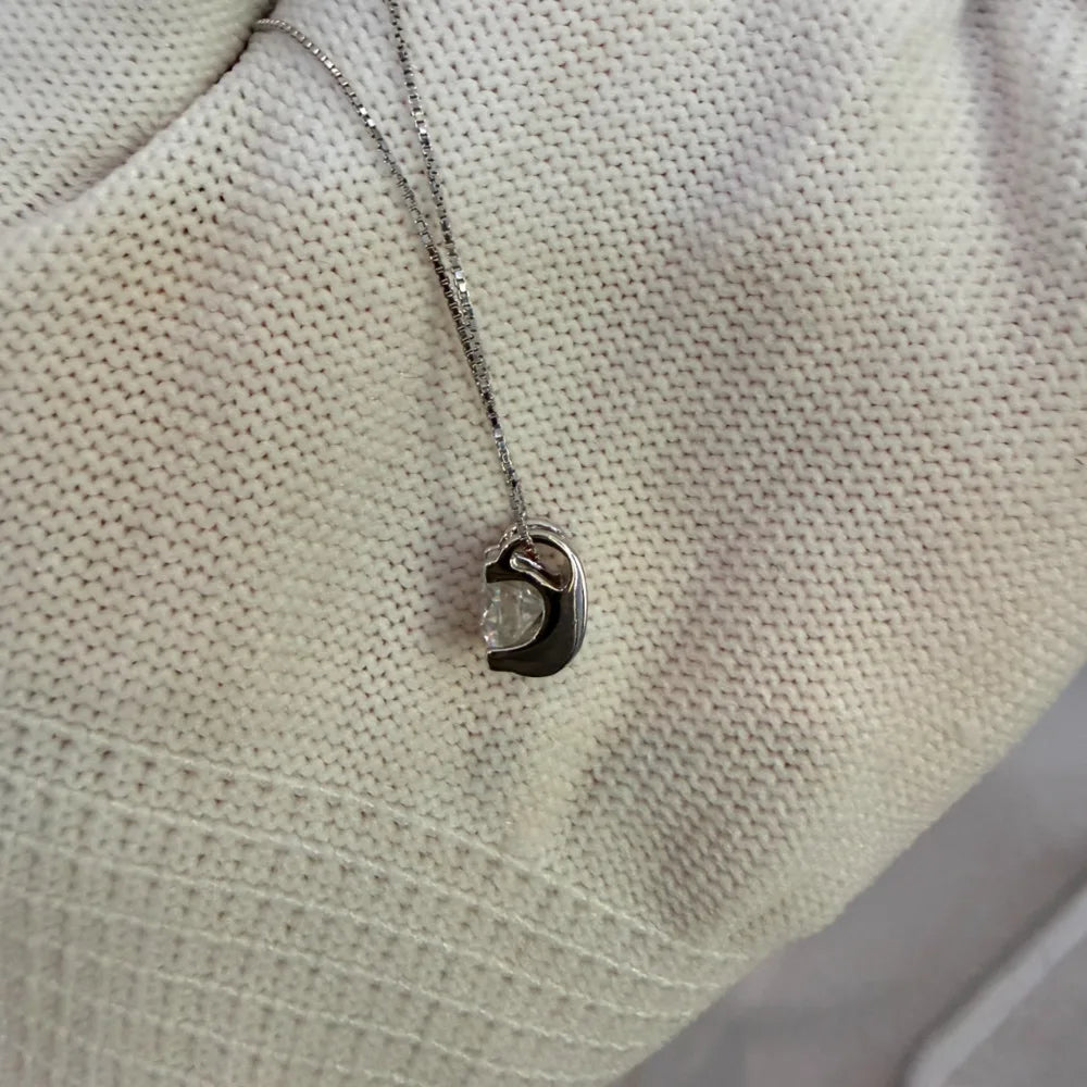 Round Cut 1CT Moissanite Pendant Necklace 925 Sterling Silver D VVS1 Solitaire Four Prong Jewelry For Women Daily Wedding Gift