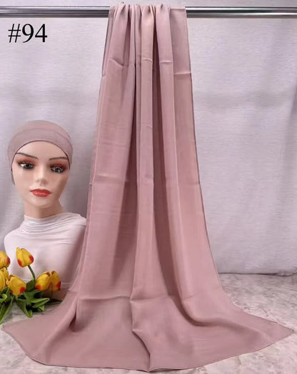Mini Modal Hijab with Undercap Set Basic Stretchy Pullover Headscarf Thin Breathable Sunscreen Head Wrap Hijabs Scarf 165*50cm