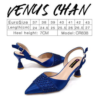 Nigerian Women Heel Party Ladies Italian Design Shoes And Bags Set Decorated with Rhinestone Handbag Wedding Party
