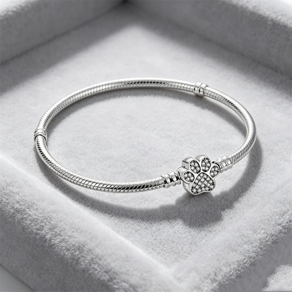 2026 Hot Selling 925 Silver Heart Shaped Buckle Snake Chain Sparkling Zircon Original Bracelet Women Fashionable Luxury Jewelry