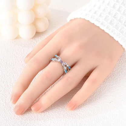 LAZA 925 Sterling Silver Colorful Rings Sparking Zirconium Bowknot Moon Sun Original Ring For Women Anniversary Wedding Gifts