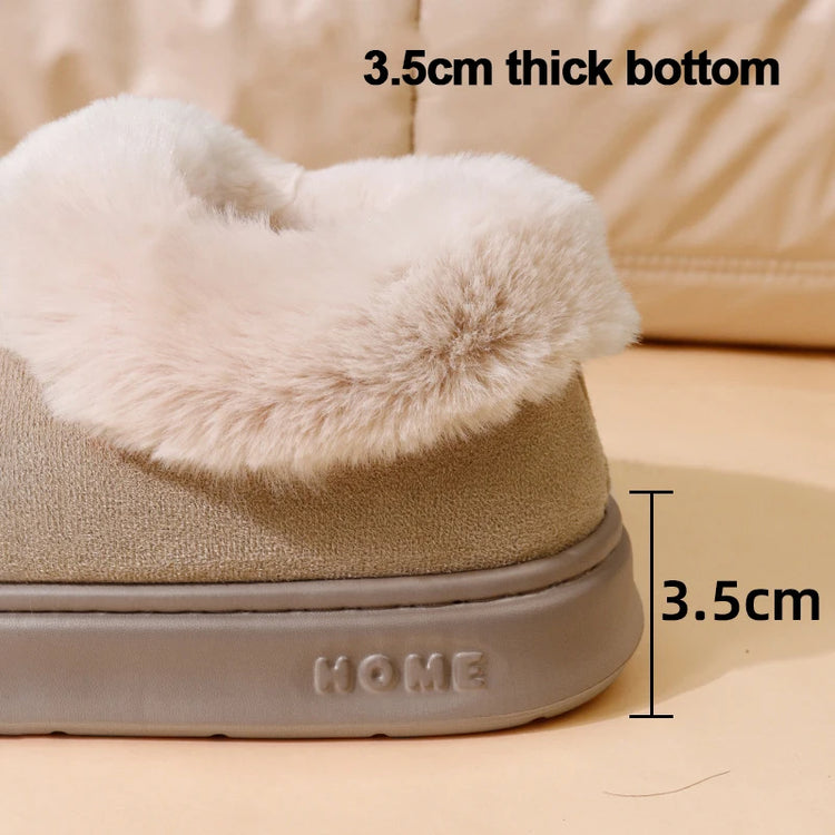 Thickened Warm Plush Snow Boots Women Winter 2025 Fluffy Faux Fur Cotton Shoes Woman Thick Sole Non Slip Comfort House Slippers