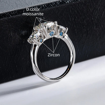 Carnica Luxury 925 Sterling Silver 5CT Real Moissanite Ring D Color Closed Band for Women GRA Diamond Wedding Jewelry Gift Hot